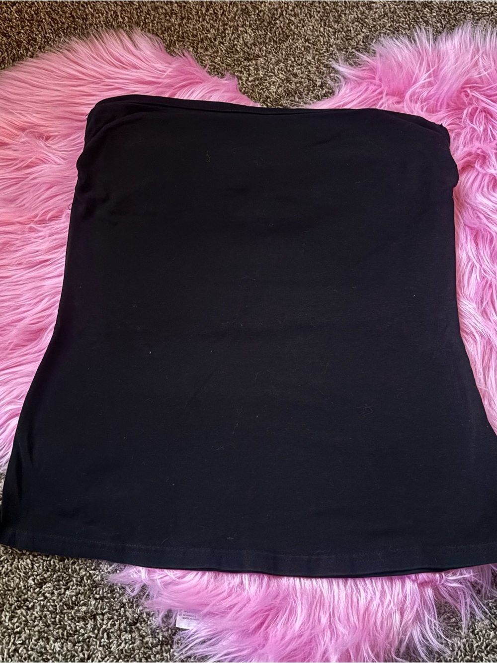 Colours of the World Black Strapless Tube Top Bandeau Stretch Cotton M/L Y2K